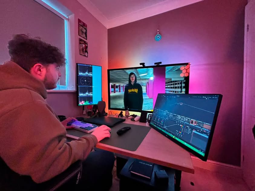 Chris working at his editing desk